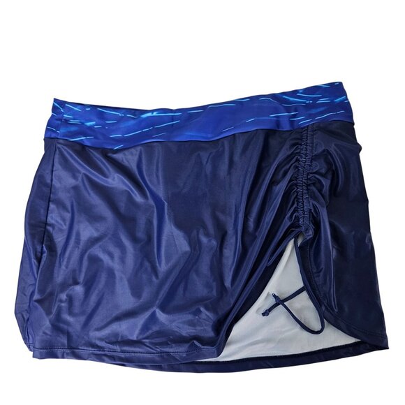 Rekita Womens Plus XXL Blue Ombre Tankini Swimsuit Skirt Bottom Adj Halter Neck - Picture 6 of 11